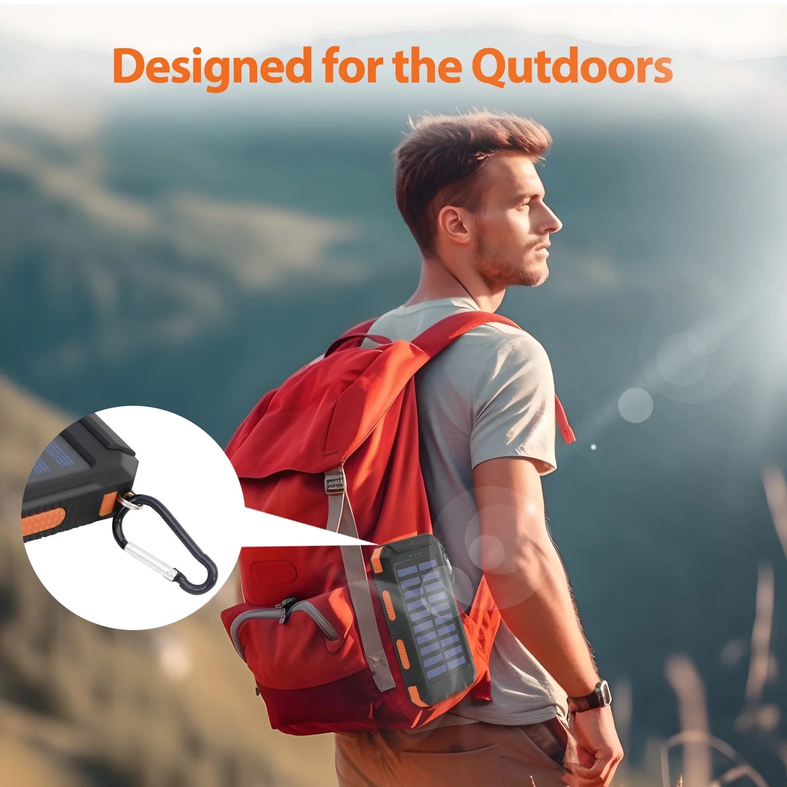 Ultimate Solar Power Bank: 20000mAh Portable Charger with LED Flashlight - IP65 Waterproof & Perfect for Outdoor Adventures